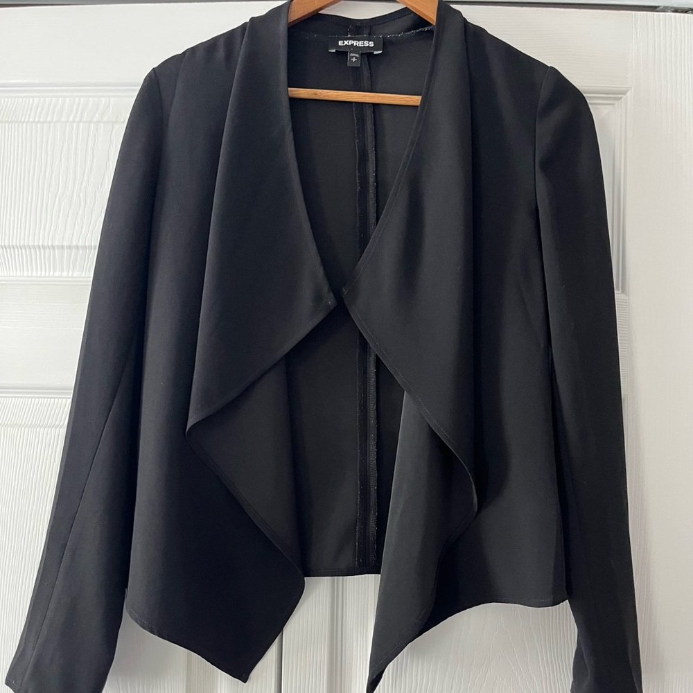 Express Women's Elegant Black Draped Blazer